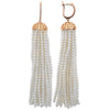 ESTATE LARGE .25CT DIAMOND AAA PEARL 14KT ROSE GOLD MULTI STRAND TASSLE EARRINGS