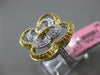 ESTATE LARGE .71CT WHITE & INTENSE FANCY YELLOW DIAMOND 18KT GOLD 3D FLOWER RING