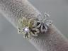 ESTATE .50CT DIAMOND 14KT WHITE & YELLOW GOLD 3D DOUBLE FLOWER HEART LOVE RING