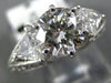 ESTATE LARGE GIA 2.27CT DIAMOND PLATINUM 3D THREE STONE ENGAGEMENT RING #25772