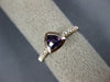 ESTATE .44CT DIAMOND & AAA TRILLION CUT AMETHYST 14K ROSE GOLD 3D BEZEL FUN RING