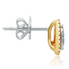 ESTATE .28CT DIAMOND 14KT TWO TONE GOLD 3D SOLITAIRE DOUBLE HALO STUD EARRINGS