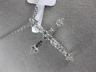 ESTATE .45CT ROUND & BAGUETTE DIAMOND 14KT WHITE GOLD 3D CLASSIC CROSS PENDANT