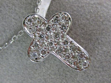 ANTIQUE .40CT ROUND DIAMOND 14KT WHITE GOLD CLASSIC FLOATING CROSS PENDANT #1894