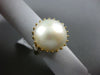 ESTATE EXTRA LARGE 1.33CT DIAMOND & MABE PEARL 14KT WHITE GOLD FLEUR DE LIS RING