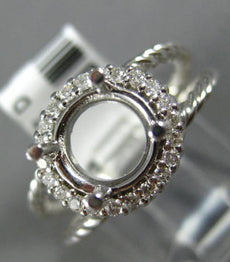 ESTATE .19CT DIAMOND 14KT WHITE GOLD ROUND HALO ROPE SEMI MOUNT ENGAGEMENT RING