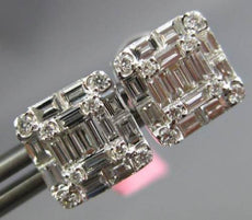 ESTATE .91CT DIAMOND 18KT WHITE GOLD 3D CLASSIC INVISIBLE SQUARE STUD EARRINGS