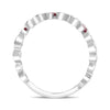 ESTATE .19CT DIAMOND & AAA RUBY 14KT WHITE GOLD SWIRL WEDDING ANNIVERSARY RING