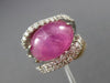 ESTATE EXTRA LARGE 15.0CT DIAMOND & AAA STAR RUBY 18KT WHITE GOLD 3D LOVE RING
