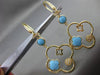 ESTATE LARGE .38CT DIAMOND & TURQUOISE 14KT YELLOW GOLD 4 LEAF CLOVER EARRINGS