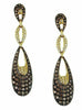 1.04CT WHITE & MOCHA DIAMOND 14KT YELLOW GOLD 3D TEAR DROP HANGING EARRINGS