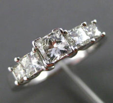 ESTATE 1.10CT DIAMOND PRINCESS PLATINUM 3D CLASSIC 5 STONE ENGAGEMENT RING 5mm