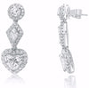ESTATE 2.87CT DIAMOND 18KT WHITE GOLD HEART MULTI SHAPE JOURNEY HANGING EARRINGS