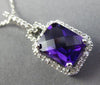 ESTATE LARGE 2.70CT DIAMOND & AMETHYST 14KT WHITE GOLD HALO EMERALD CUT PENDANT