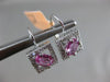 ESTATE 1.48CT DIAMOND & PINK SAPPHIRE 14KT WHITE GOLD 3D SQUARE HANGING EARRINGS