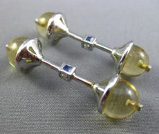 ANTIQUE LARGE 12.33CT DIAMOND AAA CITRINE & SAPPHIRE 18KT WHITE GOLD CUFF LINKS