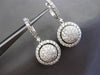 ESTATE LARGE 2.72CT DIAMOND 18KT WHITE GOLD CIRCULAR DOME HALO HANGING EARRINGS