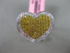 ESTATE LARGE .97CT WHITE & YELLOW DIAMOND 18KT TWO TONE GOLD 3D HEART LOVE RING