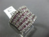 ESTATE LARGE 3.55CT DIAMOND & AAA PINK SAPPHIRE 14KT WHITE GOLD MULTI ROW RING