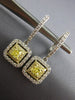 ESTATE 1.71CT WHITE & FANCY YELLOW DIAMOND 18KT 2 TONE GOLD DOUBLE HALO EARRINGS