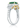 ESTATE 3.59CT DIAMOND & AAA EMERALD 18K WHITE & YELLOW GOLD HALO ENGAGEMENT RING