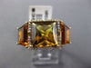 ESTATE LARGE 6.27CT DIAMOND & AAA CITRINE 14K YELLOW GOLD SQUARE ENGAGEMENT RING