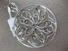 ESTATE EXTRA LARGE 2.30CT DIAMOND 14K WHITE GOLD 3D OPEN FILIGREE FLOWER PENDANT