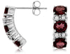 ESTATE 2.62CT DIAMOND & AAA RHODOLITE 14KT WHITE GOLD 3 STONE HANGING EARRINGS