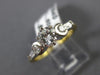 ESTATE 1.0CT ROUND & BAGUETTE DIAMOND 14K TWO TONE GOLD 3D ENGAGEMENT RING #3338