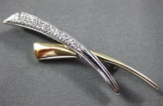 ESTATE LARGE .35CT DIAMOND 14KT TWO TONE GOLD CRISS CROSS LOVE PIN BROOCH #25870