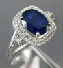 ESTATE WIDE 1.10CT DIAMOND & AAA SAPPHIRE 14K WHITE GOLD 3D HALO ENGAGEMENT RING