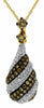 .93CT WHITE & CHOCOLATE FANCY DIAMOND 14K YELLOW GOLD TEAR DROP PAVE FUN PENDANT