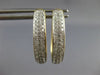 ESTATE LARGE 1.0CT DIAMOND 14KT 2 TONE GOLD 3D CLASSIC 3 ROW OVAL HOOP EARRINGS