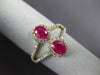 ESTATE WIDE 1.22CT DIAMOND & AAA RUBY 14KT YELLOW GOLD 3D DOUBLE HALO LOVE RING