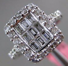 ESTATE 1.02CT ROUND & BAGUETTE DIAMOND 18K WHITE GOLD RECTANGLE FRIENDSHIP RING