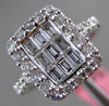 ESTATE 1.02CT ROUND & BAGUETTE DIAMOND 18K WHITE GOLD RECTANGLE FRIENDSHIP RING