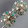 ANTIQUE 2.46CT DIAMOND & AAA EMERALD 14KT WHITE GOLD 3D CLUSTER EARRINGS  #21900
