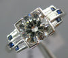 ESTATE 1.36CT DIAMOND & AAA SAPPHIRE PLATINUM 3D FISHTAIL ENGAGEMENT RING #23882