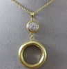 ESTATE .16CT DIAMOND 14KT TWO TONE GOLD 3D CLUSTER OPEN CIRCLE FLOATING PENDANT