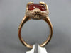 ESTATE LARGE .09CT DIAMOND & AAA RED AGATE 14KT ROSE GOLD 3D OVAL SNAKE FUN RING