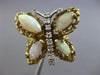 ANTIQUE LARGE 2.30CT DIAMOND & OPAL 14K TWO TONE GOLD HANDCRAFTED BUTTERFLY RING
