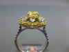 ESTATE LARGE 1.05CT WHITE & FANCY YELLOW DIAMOND 18K 2 TONE GOLD ENGAGEMENT RING