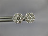ESTATE .94CT DIAMOND 18KT WHITE GOLD 3D 8mm CLASSIC CLUSTER FLOWER STUD EARRINGS
