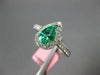 ESTATE 1.12CT DIAMOND & AAA EMERALD 18K WHITE GOLD 3D PEAR SHAPE ENGAGEMENT RING
