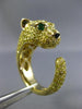 LARGE 2.59CT FANCY YELLOW DIAMOND & AAA EMERALD 18K YELLOW GOLD HAPPY TIGER RING