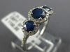 ESTATE 1.55CT DIAMOND & AAA SAPPHIRE 14K WHITE GOLD THREE STONE ANNIVERSARY RING