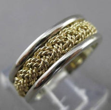 ANTIQUE WIDE 14KT WHITE & YELLOW GOLD WOVEN WEDDING ANNIVERSARY RING 7mm #23564