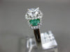 ESTATE 1.31CT DIAMOND & AAA SEMI MOON EMERALD 14KT WHITE GOLD 3D ENGAGEMENT RING