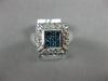 LARGE 1.0CT WHITE & BLUE DIAMOND 14K WHITE GOLD ROUND & PRINCESS FRIENDSHIP RING