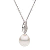 ESTATE .18CT DIAMOND & AAA SOUTH PEARL 18KT WHITE GOLD 3D PAVE TEAR DROP PENDANT